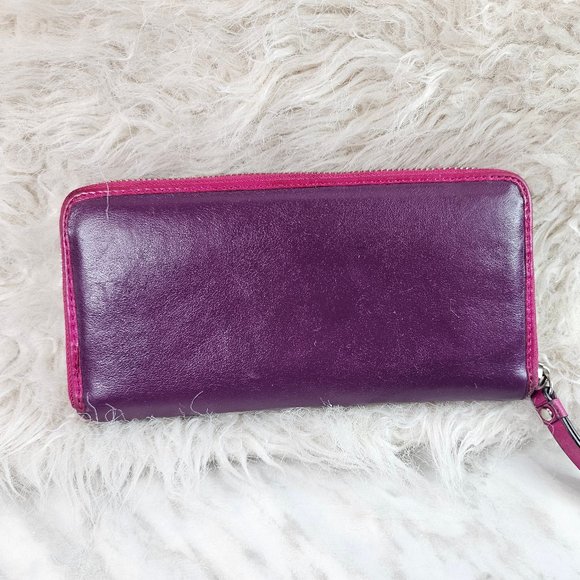 Coach Purple Smooth Leather Long Wallet - Picture 2 of 9
